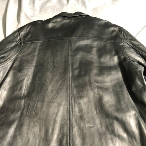 Banana Republic Mens Moto Leather Jacket Medium Black Quilted Button Up Collared - Picture 13 of 16